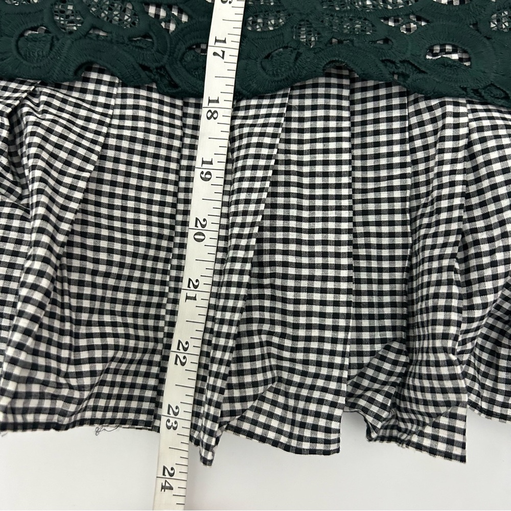 Anthropologie Maeve Green Pleated Lace Top Gabriella Gingham (size small) - Picture 9 of 10